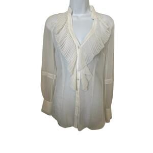 Vintage White House Black Market Sheer White BD Blouse   2​